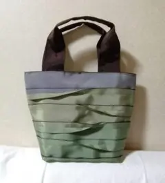 畳へり　トートバッグ　シルバー×ライトグリーン　小さめ　ヘリバッグ