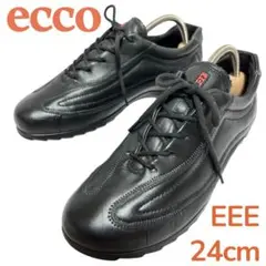 ecco　エコー　ブラック　レザー　スニーカー 24cm EEE