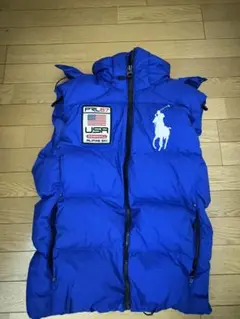 美品✨現行タグ ポロラルフローレン ダウンベスト ビッグポニー USA Ｓ 青