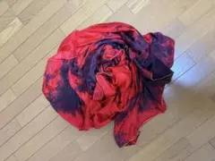 赤と黒のタイダイ模様シルクヴェール　美品