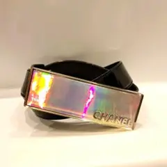 CHANEL フォログラフバックル レザーベルト