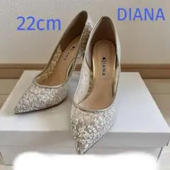 DIANA プラチナ グリッターチュール 22cm ブライダルシューズ