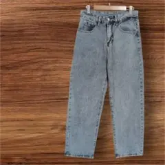 【美品】 メンズ ライトブルー ワイド ルーズ デニム ジーンズ ゆるだぼ