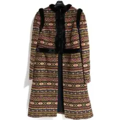 ヴァレンティノ ミンク コート マルチカラー トライバル VALENTINO