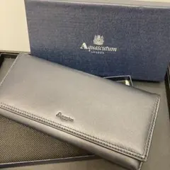AQUASCUTUM SUTTON 財布 長財布メンズ 本革 かぶせ ネイビー◇
