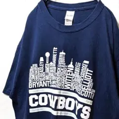 ギルダン カウボーイズ ロゴ Tシャツ ネイビー 紺色 L 古着
