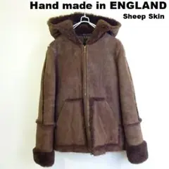 美品★ ハンドメイド 英国製 ムートン シープレザージャケット 【S】 羊革 茶