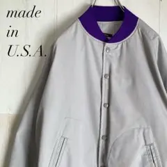 USA製 ワークジャケット スタジャン ブルゾン パープル×グレー