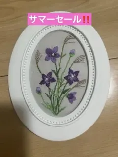 ★刺繍フレーム　サマーセール★ ききょうとススキ、、、刺繍の完成品