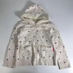 子供服 120㎝ 3can4on パーカー キルト 白 雪結晶柄F1A197