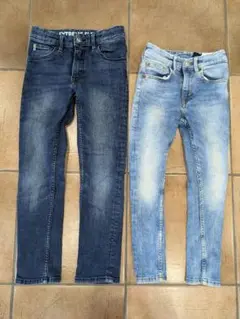 H & Mスキニージーンズ 2点　ライトブルー110cm　ダークブルー122cm