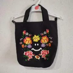 【即決OK!大幅値下げ】花柄トートバッグ 黒