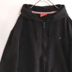 A881　Slazenger　スウェットパーカ　L　黒　フルジップ　US古着