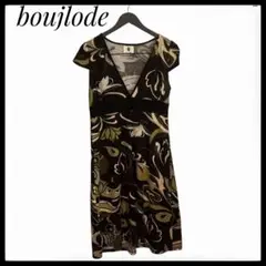 Bou jeloud ブージュルード花柄フレンチスリーブワンピース　黒系　秋冬