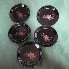 銘々皿5枚セット　漆器　やまぶき