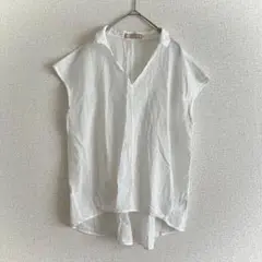 クロコダイル スキッパーシャツ M フレンチスリーブ 半袖 綿100 透け感
