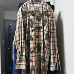 AMOK ファー装飾 チェック柄 長袖シャツ