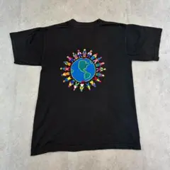 グアテマラ　刺繍　ガテマラ　トップス　半袖　Tシャツ　古着　ブラック　黒　M