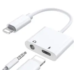 iPhone イヤホン 充電 アダプター 二股接続ケーブル ケーブル
