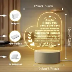 特価❕ホテルライク❕ハート型❤️LED インテリア ライト 刻印 記念日 ギフト
