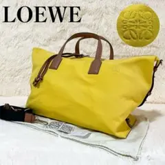 【美品】ロエベ 2way ショルダーバッグ アナグラム イエロー キャンバス