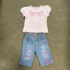 Lovely Tシャツとデニムハーフパンツセット
