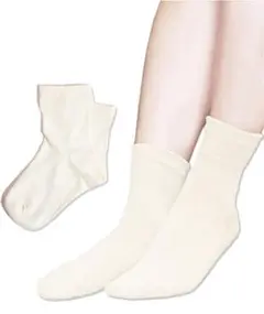 22.5cm ベージュ レディースソックス 靴下 クルー丈 アイボリー