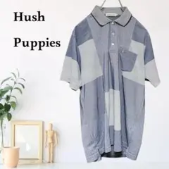 zB563【L】Hush Puppies クレリック ストライプ ポロシャツ