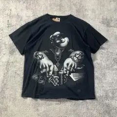 ポパイ POPEYE ギャング風パロディ短丈Tシャツ L 黒 ラメ加工