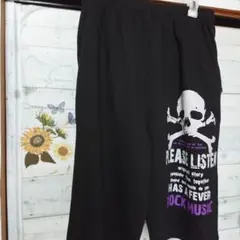 スカルデザイン ハーフパンツ 黒4L