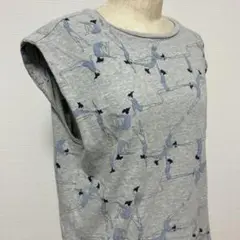 Ebonyivory ヨガポーズ柄 体操 ノースリーブTシャツ グレー Fサイズ