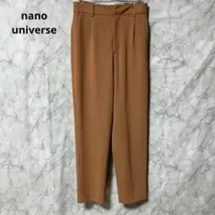 ナノユニバース♡テーパードパンツ スラックス 茶色 ウエストゴム M 古着