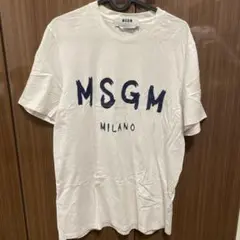★MSGM ホワイト Tシャツ ロゴネイビー【美品】★
