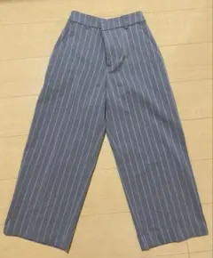 ジェットセット ソロプラス ストライプ柄 ボトムス グレー ワイドパンツ