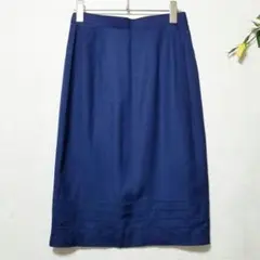 【アバンヌ】（M）ロイヤルブルー ひざ丈タイトスカート・リネン混