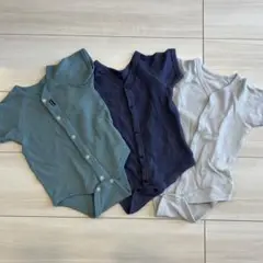 ワッフル素材半袖ロンパース 3色セット