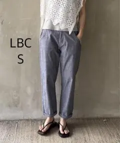 LBC 美脚コットンシャンブレーテーパードパンツ（ネイビー・S）