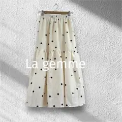 【La gemme】ラジエム　ドット柄　ティアード　ロングスカート