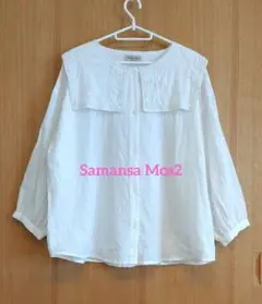 ※Samansa Mos2※ ドビーレースセーラーブラウス 　オフホワイト