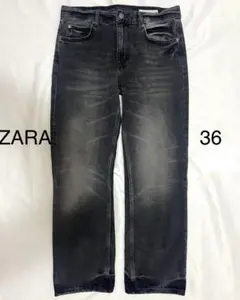 ZARA ブラックデニム ジーンズ ストレート 36 M