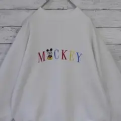 ディズニー DISNEY ミッキー 刺繍ロゴスウェット トレーナー ホワイト 白