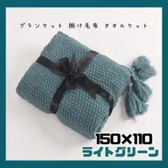 タッセル　110x150cm ブランケット 毛布 ひざ掛け ミント　グリーン