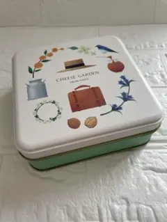 【空き缶】CHEESE GARDEN スチール缶 正方形