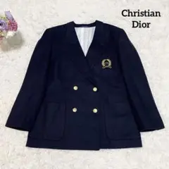 極美品 Christian Dior エンブレム ダブルブレスト紺ブレザー LL