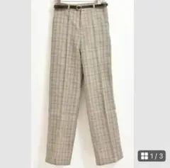 マジェスティックレゴン トラッドベルト付きスリムパンツ チェック柄