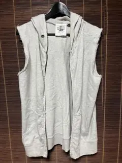 格安!! ドクロ ノースリーブ パーカー グレー Lサイズ