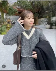 【きりまる ollun】knit vest set long one piece