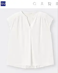 美品［GU］バックプリーツコンビネーションT(半袖)Z+X ＊WHITE /S
