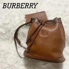 極美品✨ バーバリー 巾着 ショルダーバッグ ノバチェック シャドーホース 茶