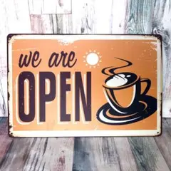 ブリキ看板☆ WE ARE OPEN 開店 414